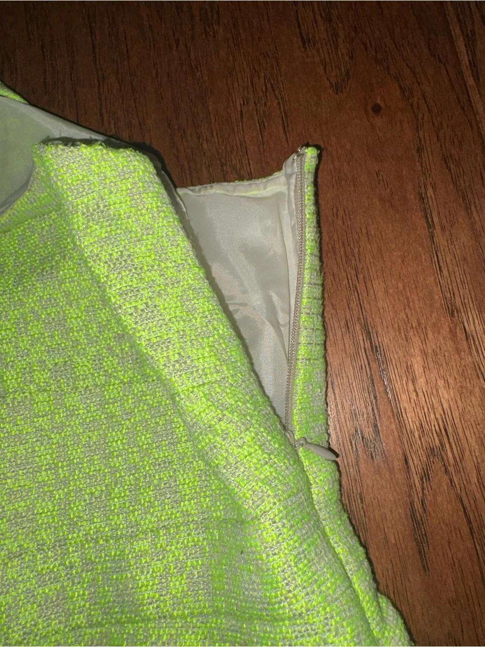 J Crew Razorback Tweed Dress Neon Green Size 0